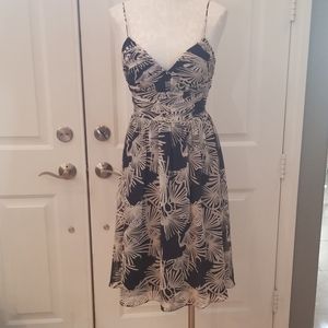 Max and cleo cream and navy silk dress Sz 2